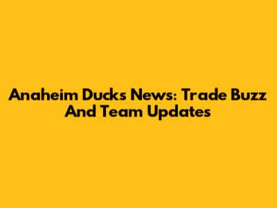 Anaheim Ducks News: Trade Buzz And Team Updates